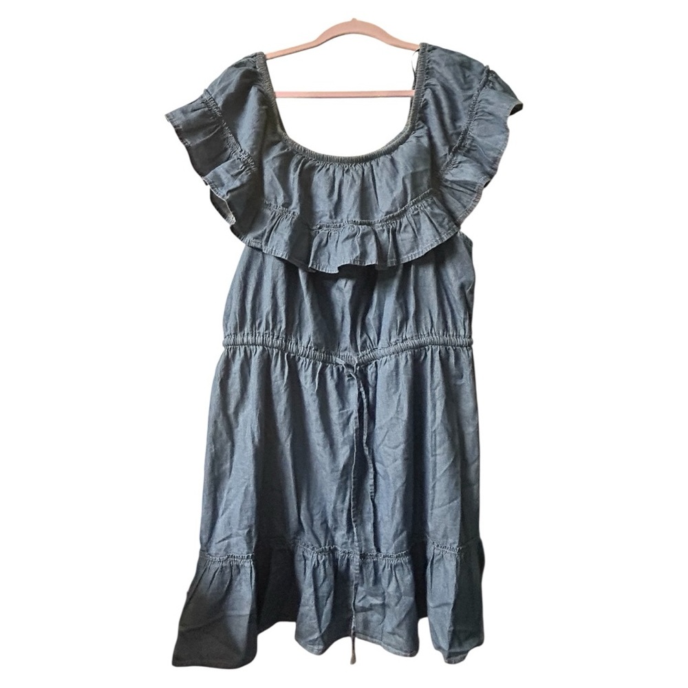 NWT Millenium 2X Denim Ruffled Dress
